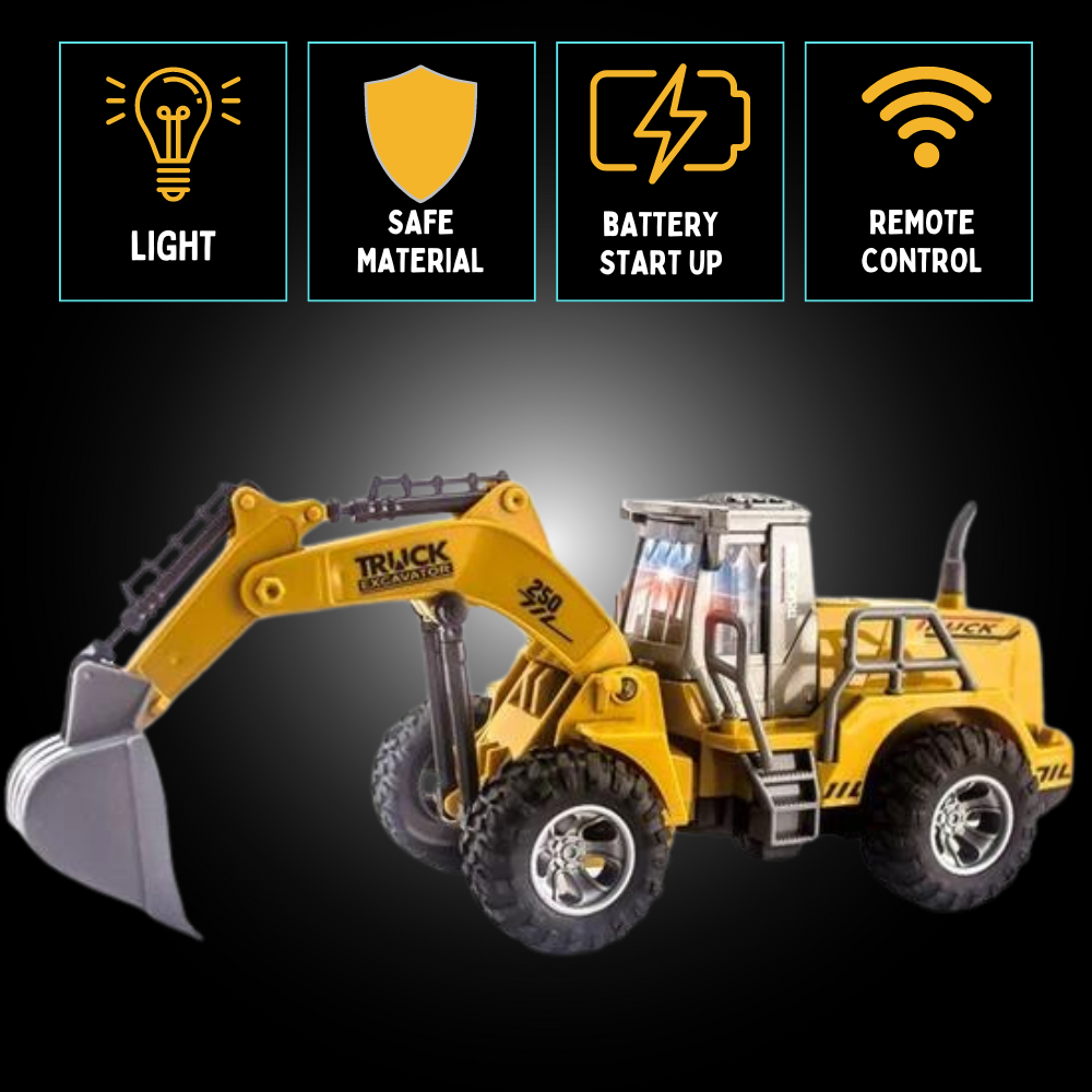 RC Excavator Fun for Kids - 1:30 Scale Remote Control Construction Truck - Bright Yellow