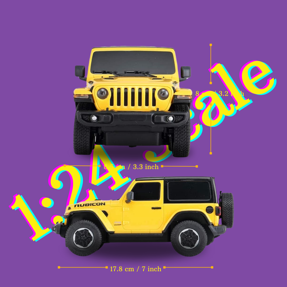 RC Car Jeep Wrangler Rubicon 1:24 Scale Model Yellow – The Ultimate Off-Road Adventure Toy