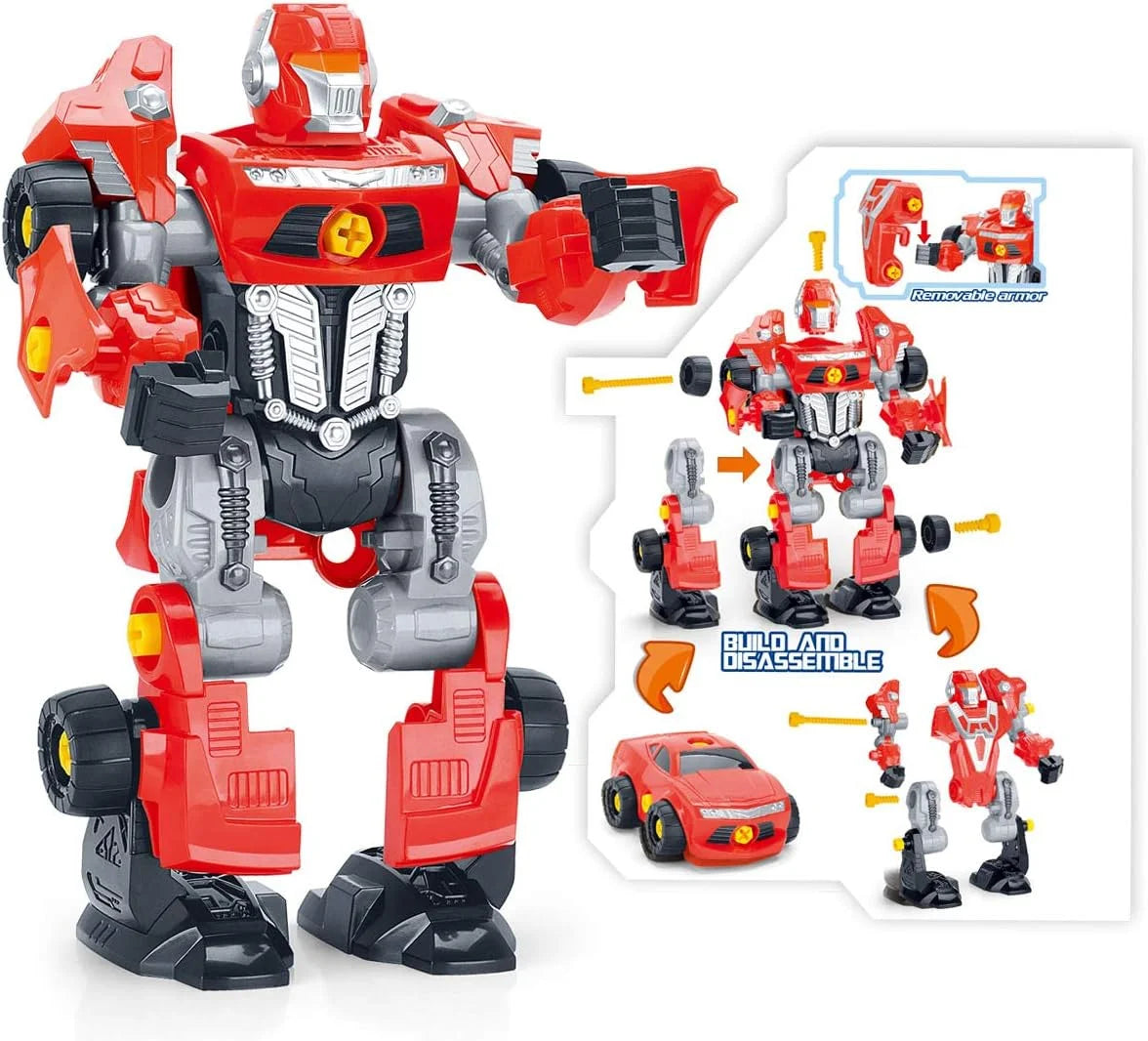 3-in-1 Take-A-Part Robot Toy Playset (Red) – Build, Transform, and Play