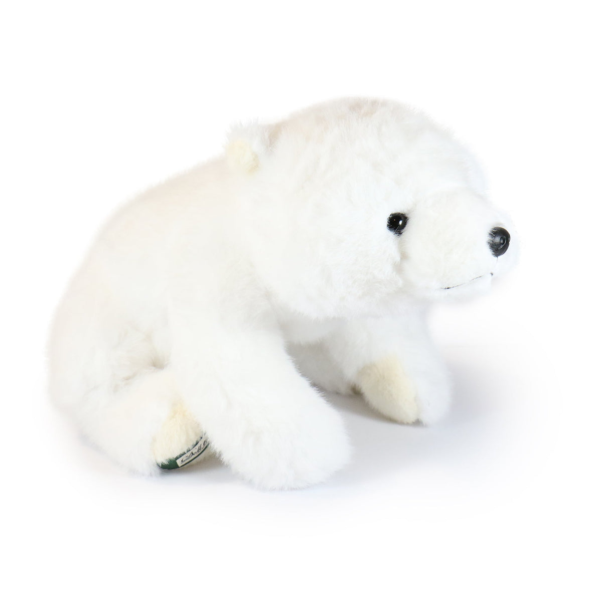 White plush toy seal on a white background