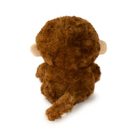 Brown plush monkey toy on a white background