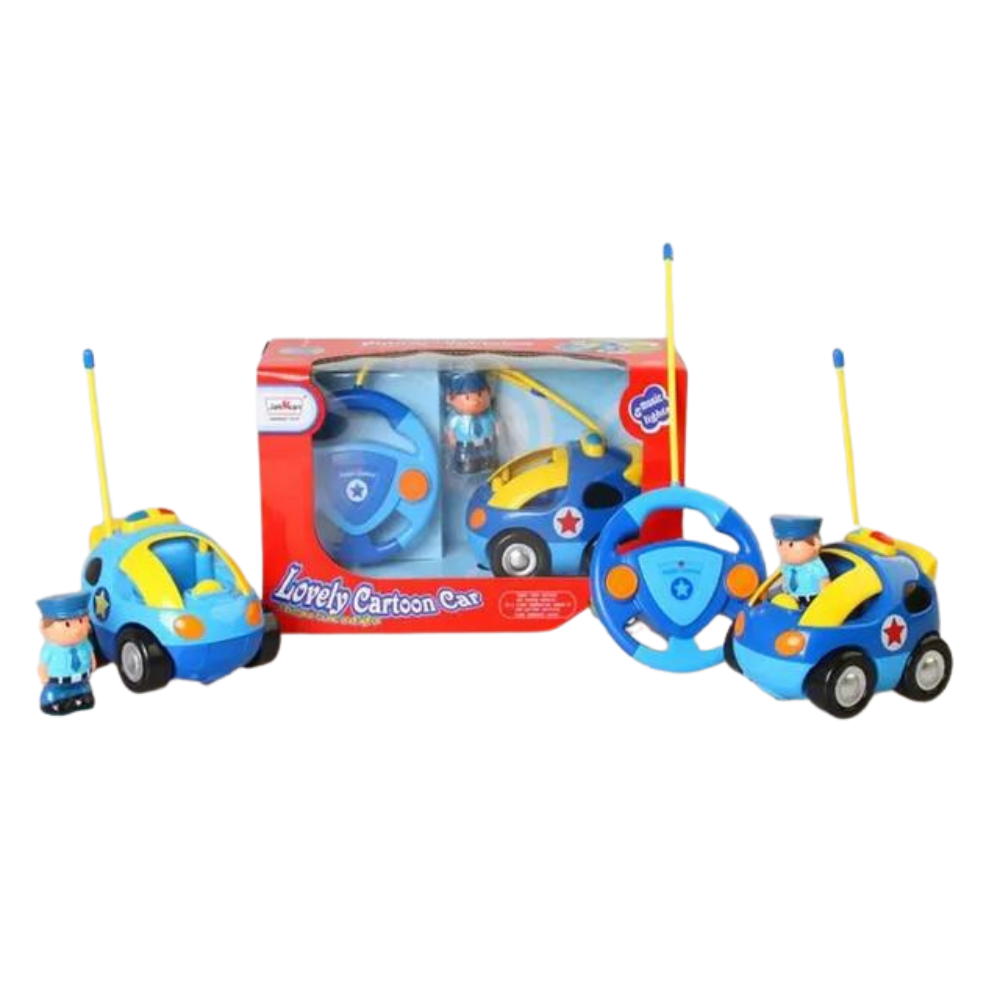 RC Cartoon Car - Fast & Fun 4" Police Car for Toddlers, Blue