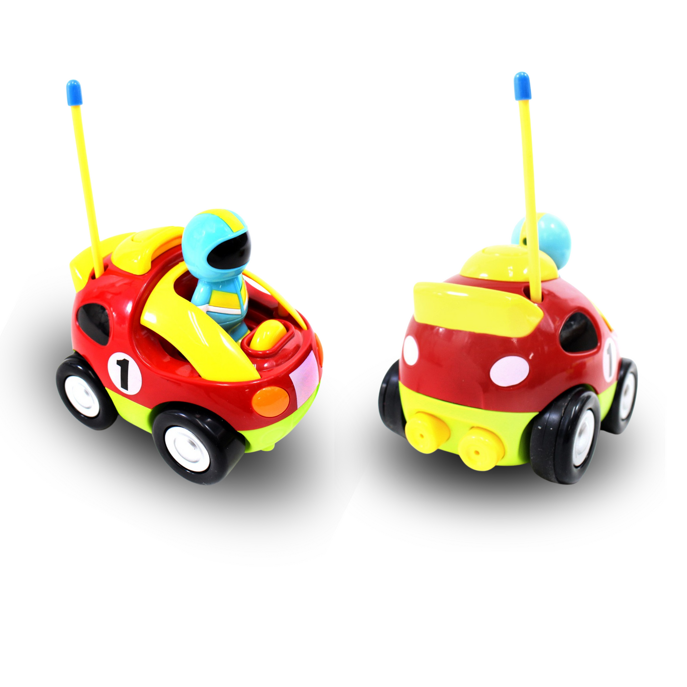 RC Cartoon Car - Lightning Fast 4" Race Car for Toddlers with Lights & Sounds, Red