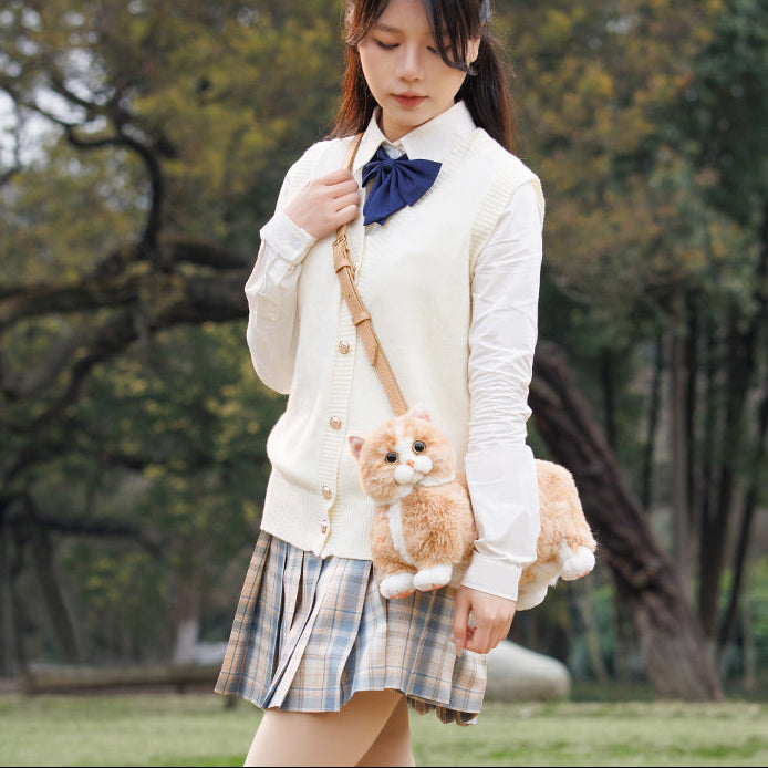 Woman holding a plush toy in a park with 'Chongker' branding.