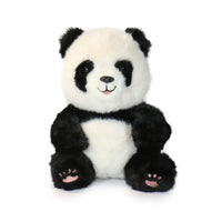 Plush panda toy on a white background
