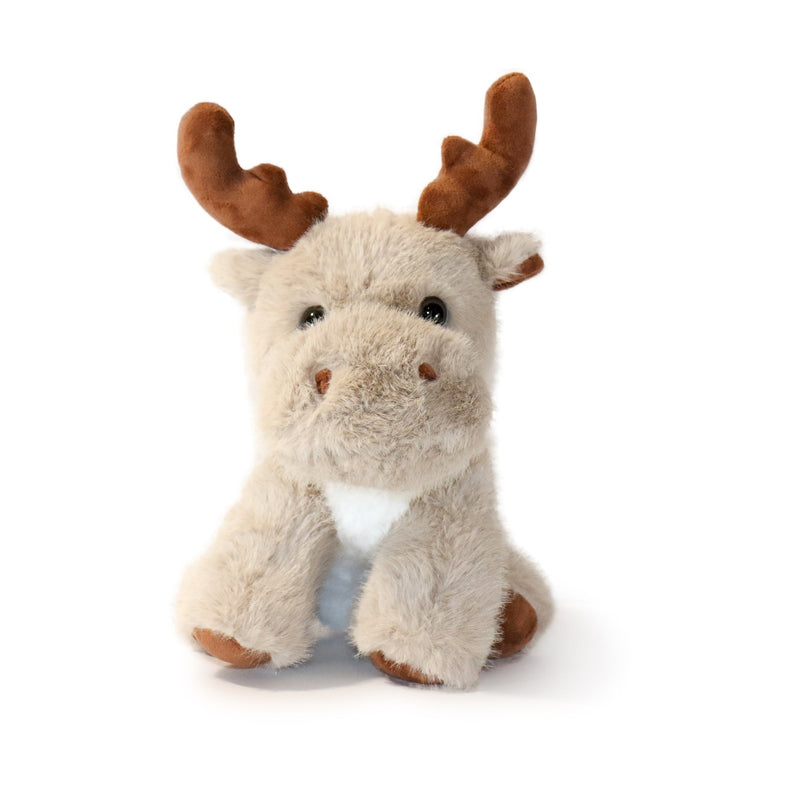 Plush moose toy on a white background