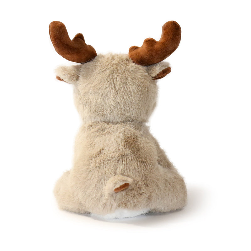 Plush moose toy on a white background