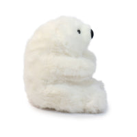 White plush polar bear toy on a white background