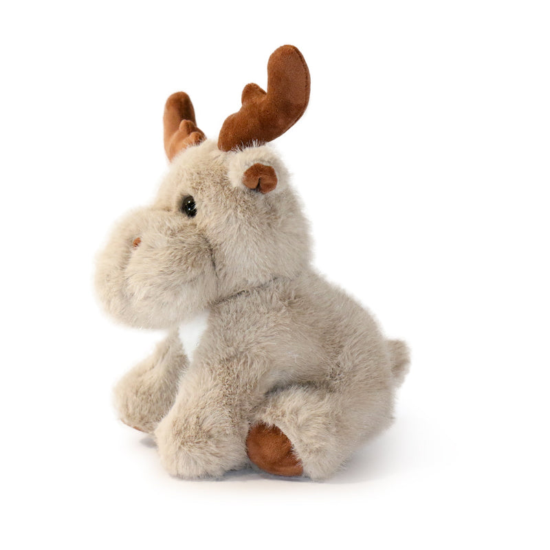 Plush moose toy on a white background