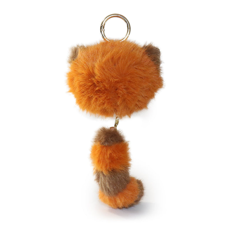 Fur keychain with a ring on a white background