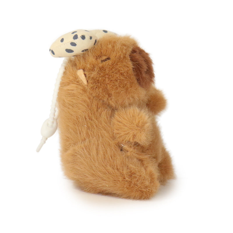 Plush toy resembling a beaver on a white background