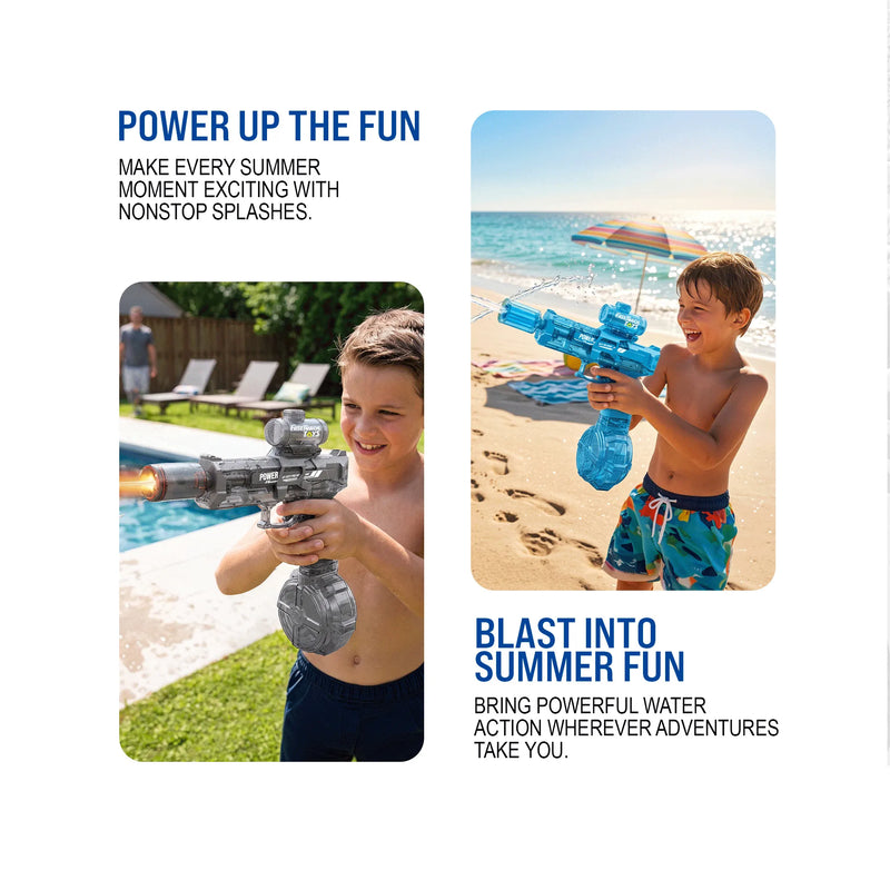 Waveblast Pro Electric Water Gun 2-Pack | Auto Squirt, 32 FT Range, LED, USB-C | Kids & Adults