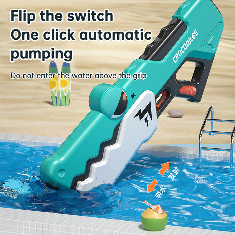 Cute Crocodile Electric Water Gun — Automatic Summer Squirt Toy for Kids
