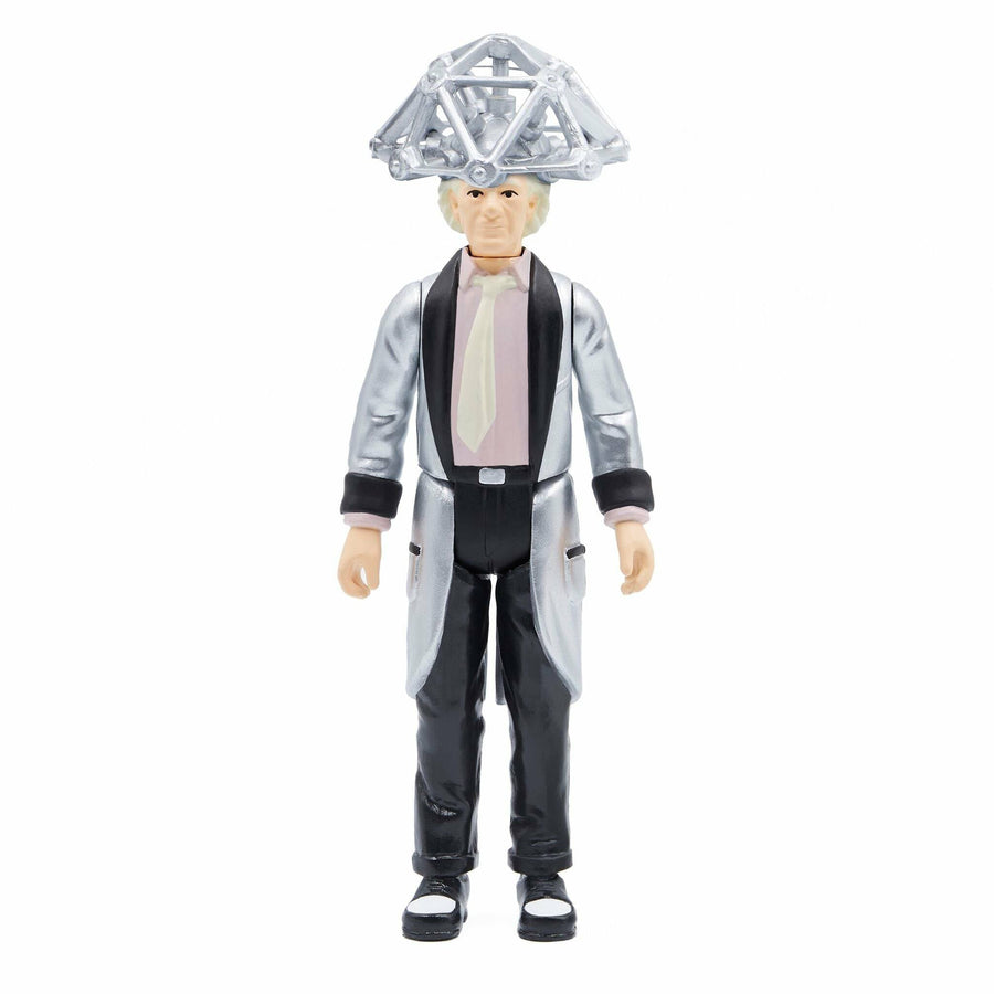 Toy figure in a silver and black outfit with a diamond-shaped helmet on a white background