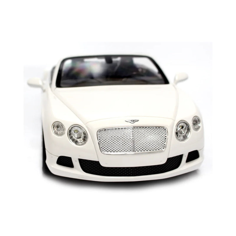 Front view of the white Bentley Continental RC car with detailed grille and headlights.