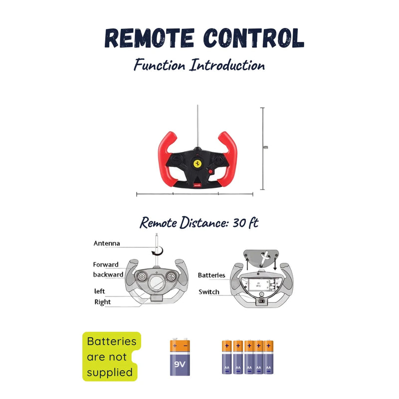 Remote control function introduction for the Bentley Continental RC car, including remote distance of 30 ft and steering options