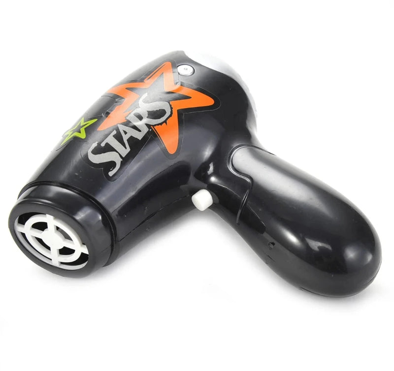 Close-up of a Bigboy toy hair dryer with star logo, designed for kids' pretend play fashion and styling set
