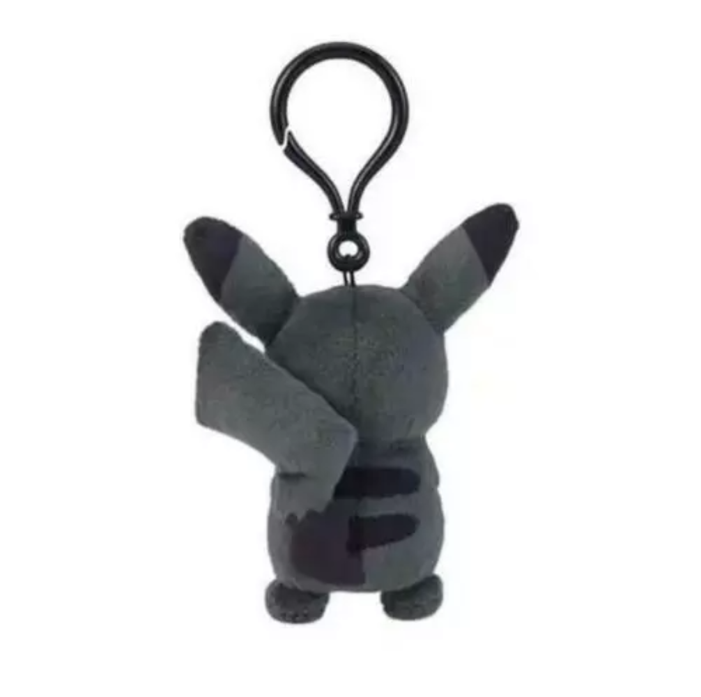 Black Pikachu Thunderbolt Action Figure Plush Keychain Back Side