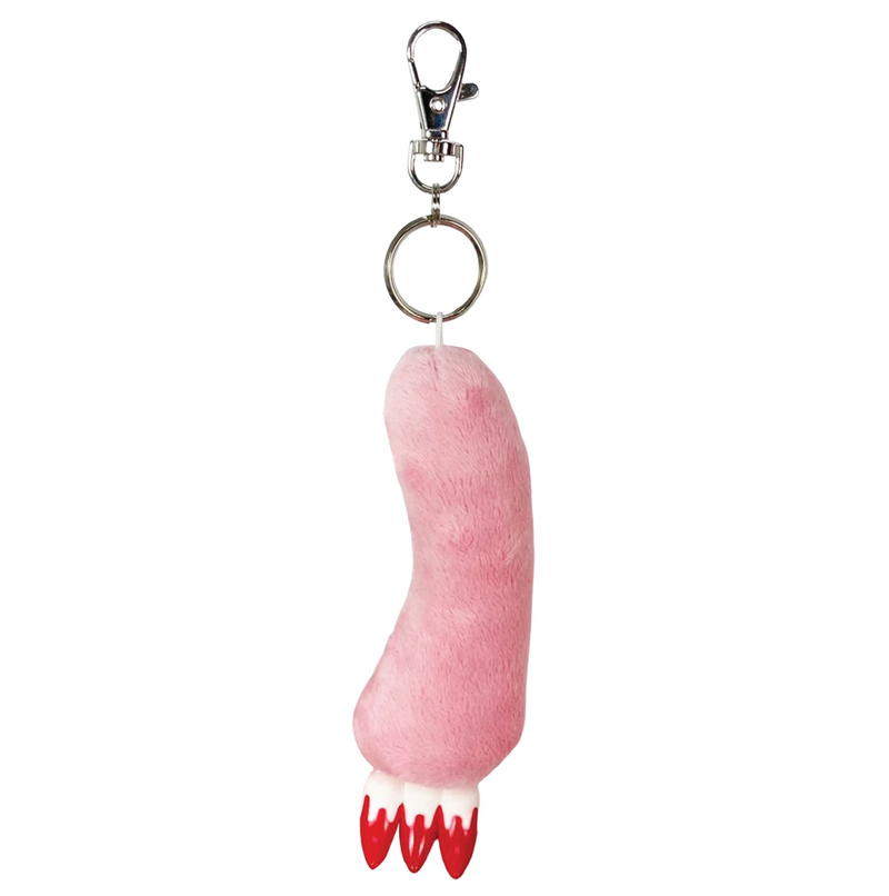 Pink keychain with a unique design on a white background