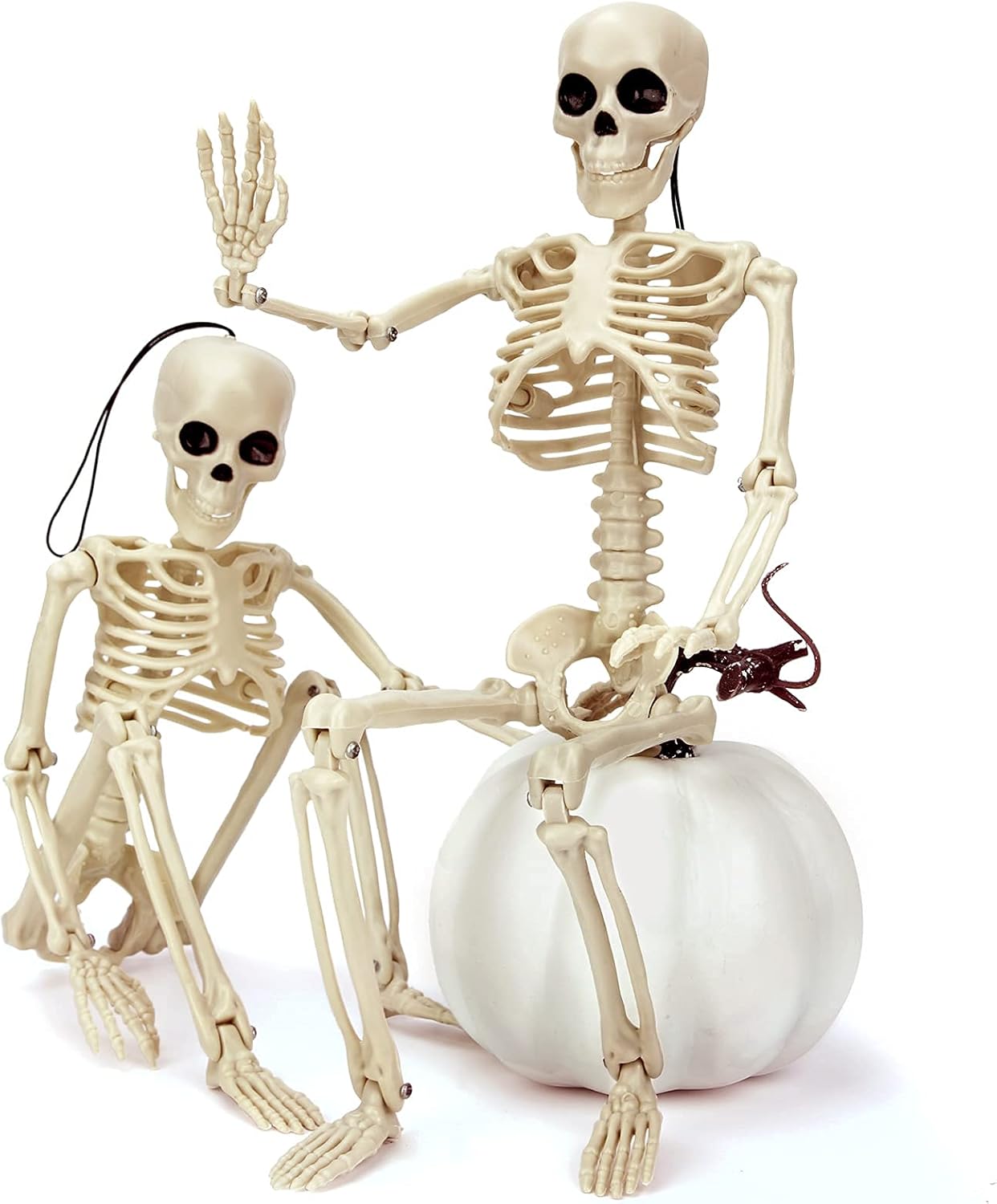 Set of 2PCS 16-inch Full Body Posable Skeleton Halloween Decorations