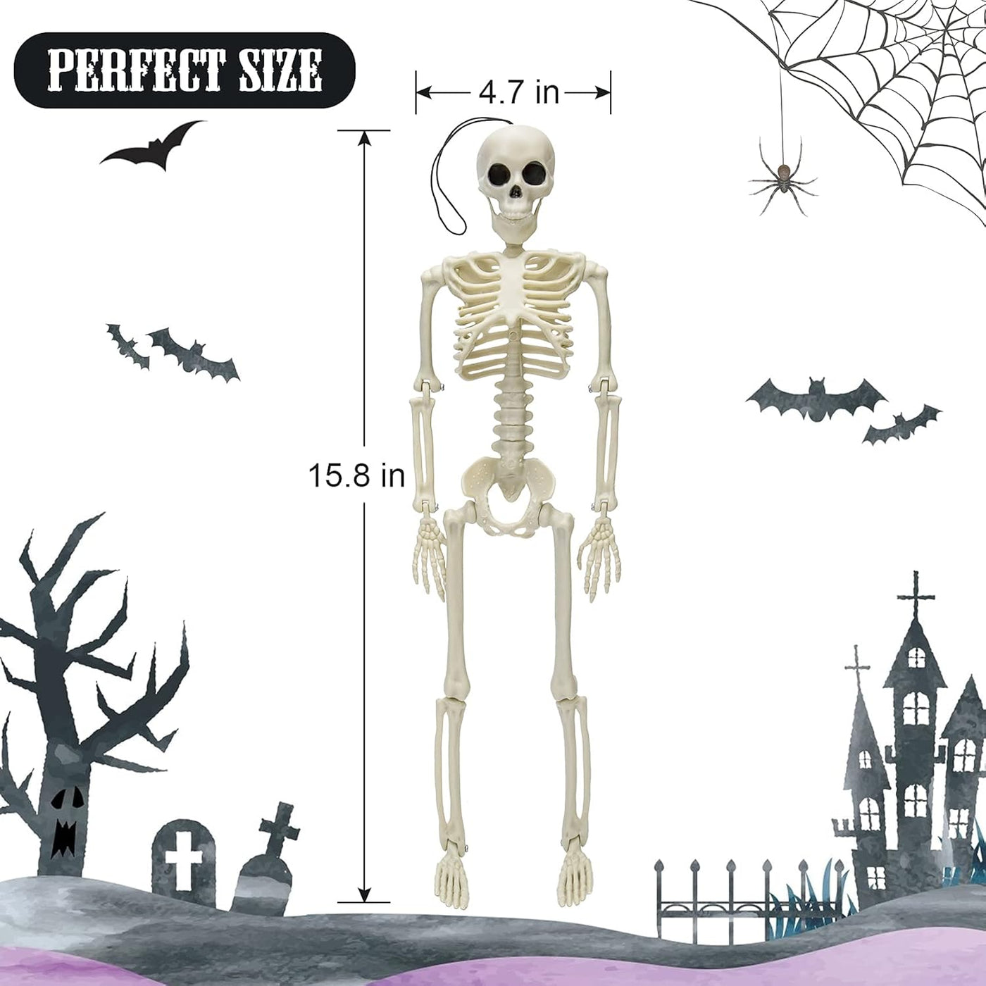 Movable joint skeletons for Halloween party decor measurement