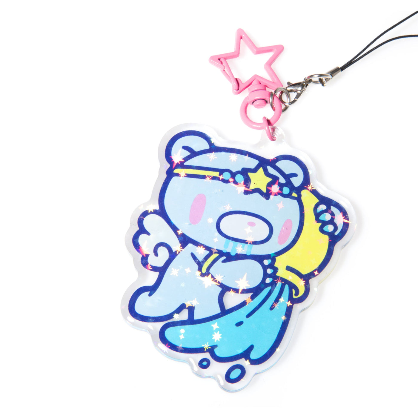 Cartoon character charm with a star on a white background