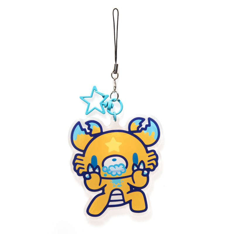 Cartoon crab character phone charm with a star on a white background