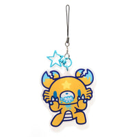 Cartoon crab character phone charm with a star on a white background