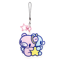 Cartoon character keychain with stars on a white background