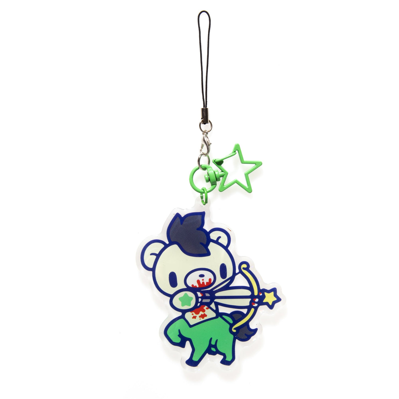 Character charm with a bow and arrow, green outfit, and star accessory on a white background