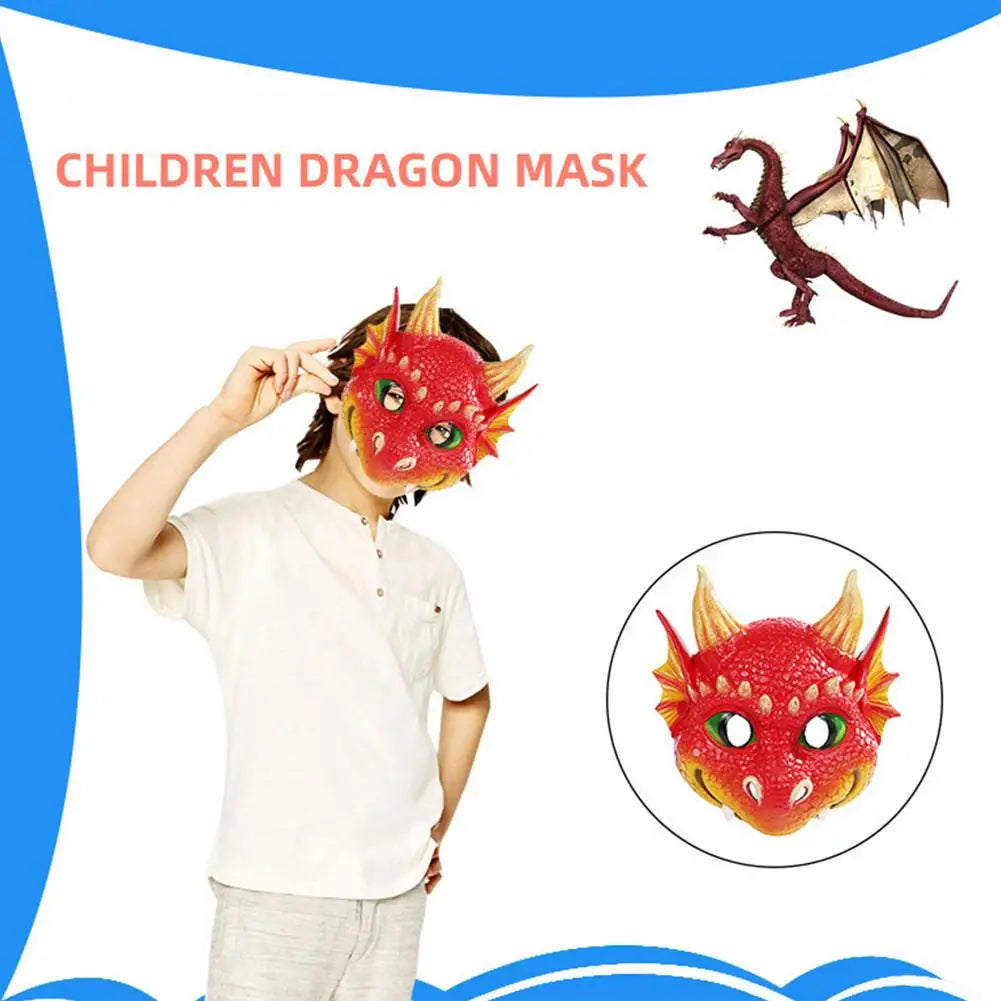 Halloween Dragon Face Covers For Kids 3D Animal Cosplay Mask Realistic Appearance Face Pack Costume Party Supplies