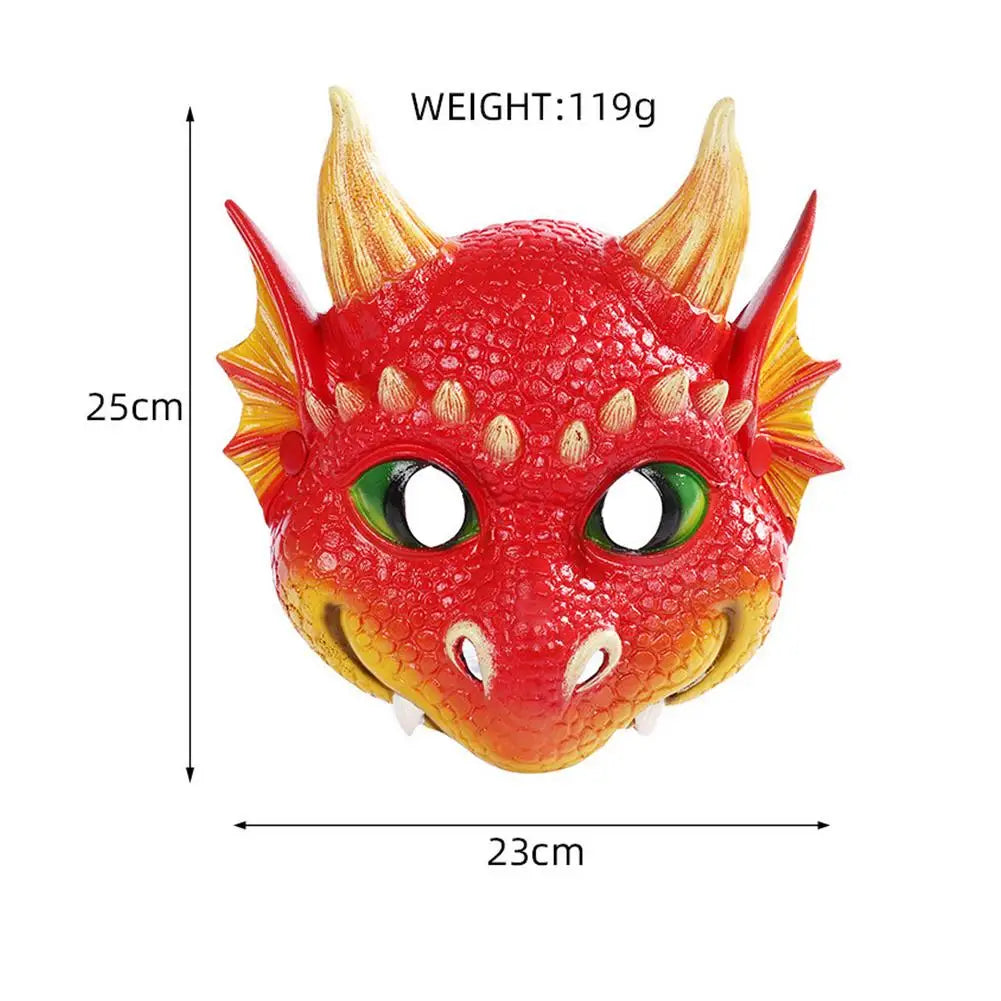 Halloween Dragon Face Covers For Kids 3D Animal Cosplay Mask Realistic Appearance Face Pack Costume Party Supplies