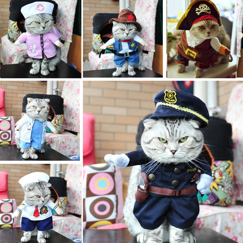 Funny Cat Clothes Pirate Suit Clothes For Cat Dog Costume Clothing Corsair Halloween Clothes Dressing Up Cat Party Costume Suit