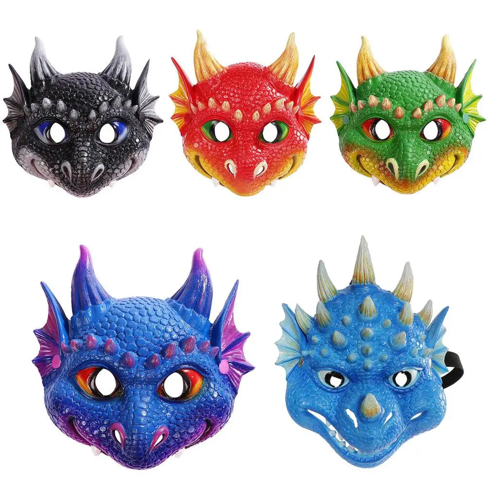 Halloween Dragon Face Covers For Kids 3D Animal Cosplay Mask Realistic Appearance Face Pack Costume Party Supplies