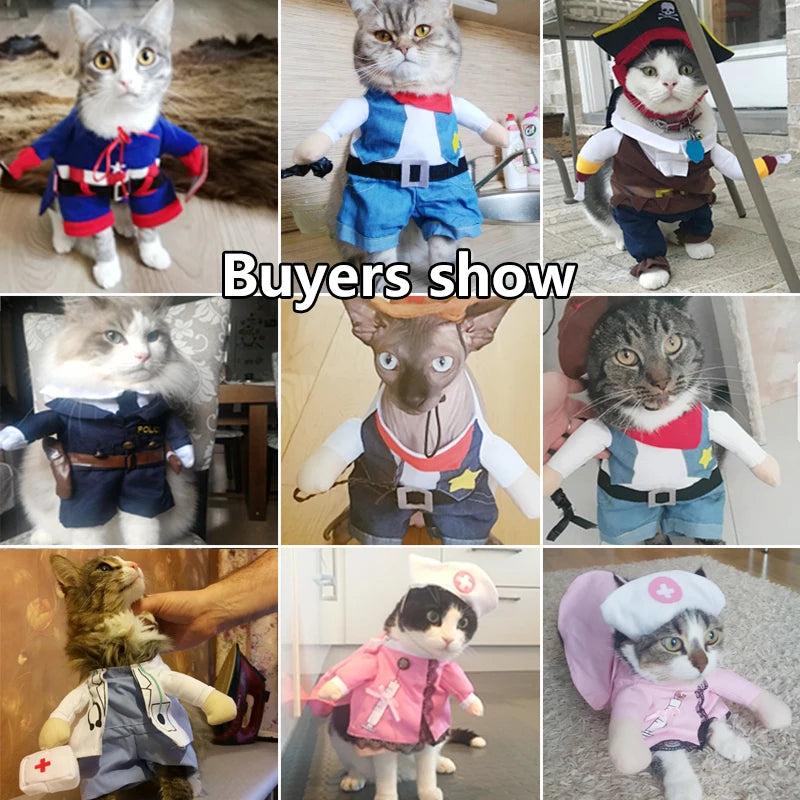 Funny Cat Clothes Pirate Suit Clothes For Cat Dog Costume Clothing Corsair Halloween Clothes Dressing Up Cat Party Costume Suit