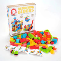 Colorful 112-piece hedgehog bristle blocks set for kids, ideal for creative building and early STEM learning