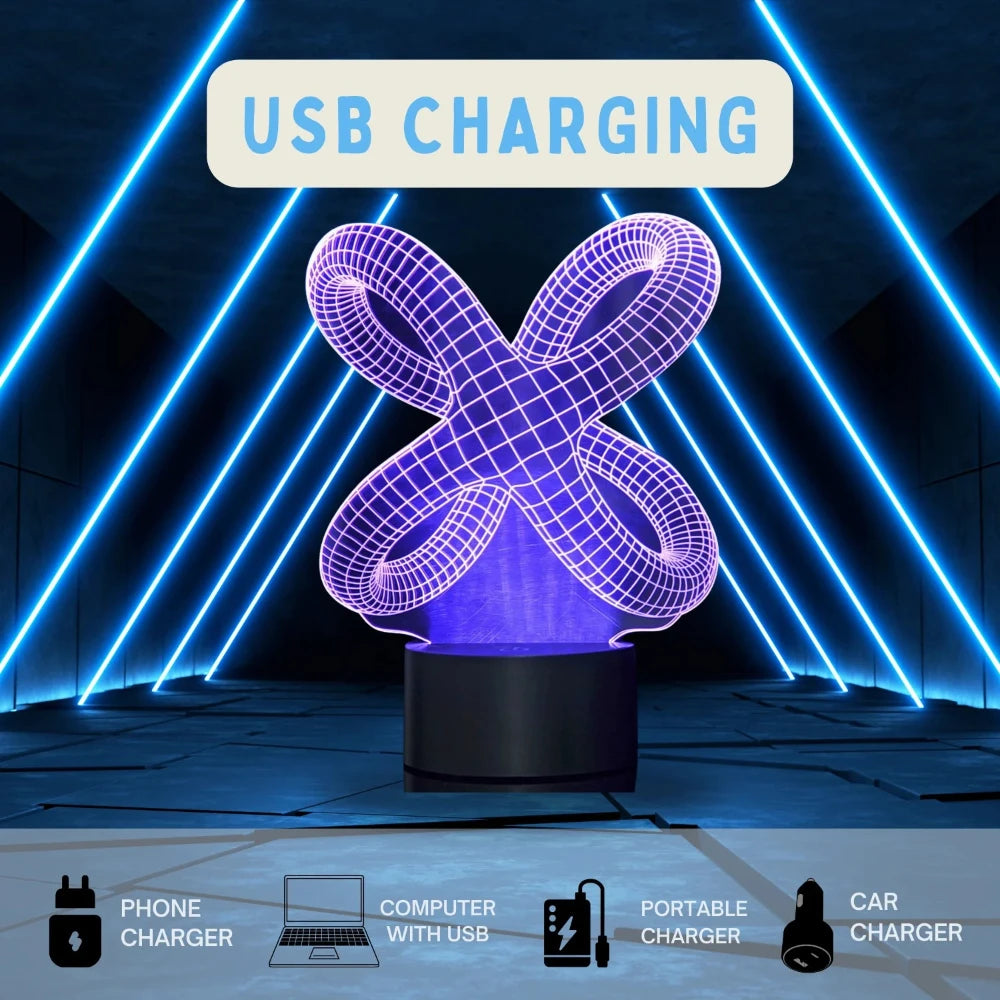 3D Crisscross Rings LED Lamp with Laser Cut Precision – Modern Decorative Light Sculpture
