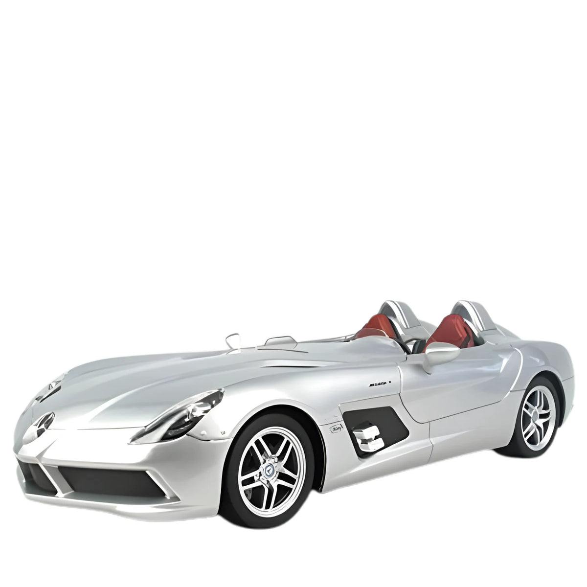 Silver convertible car on a white background
