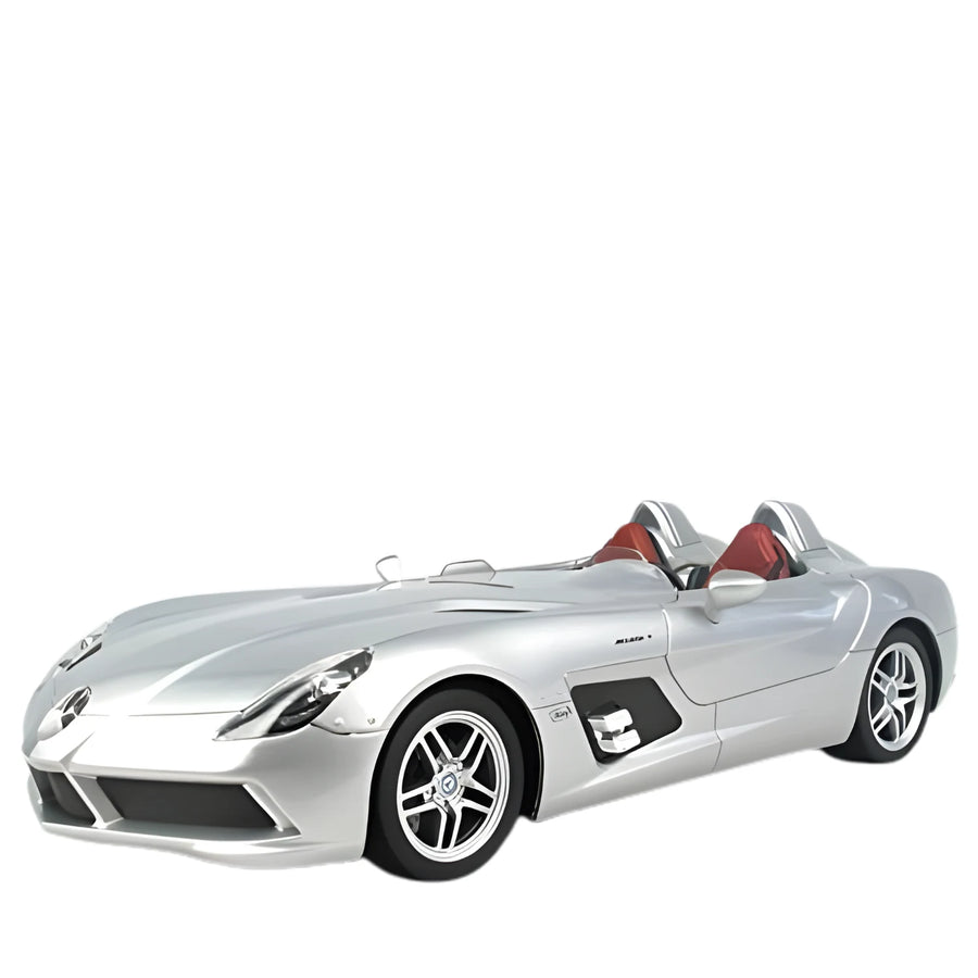Silver convertible car on a white background