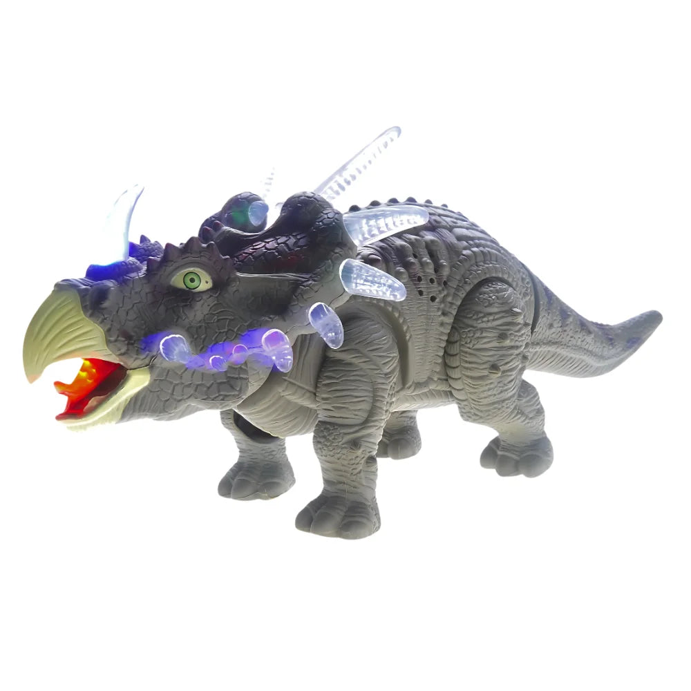 Walking Triceratops Dinosaur Toy with Lights, Sounds, and Realistic Movements