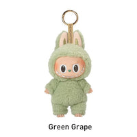 Plush keychain in green grape color with bunny ears on a white background