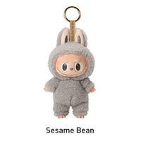 Plush keychain in Sesame Bean costume on a white background