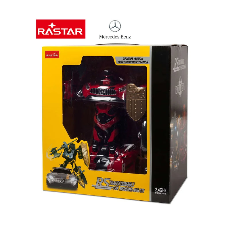 Mercedes-Benz RC car in original packaging box, includes transforming features and remote control.