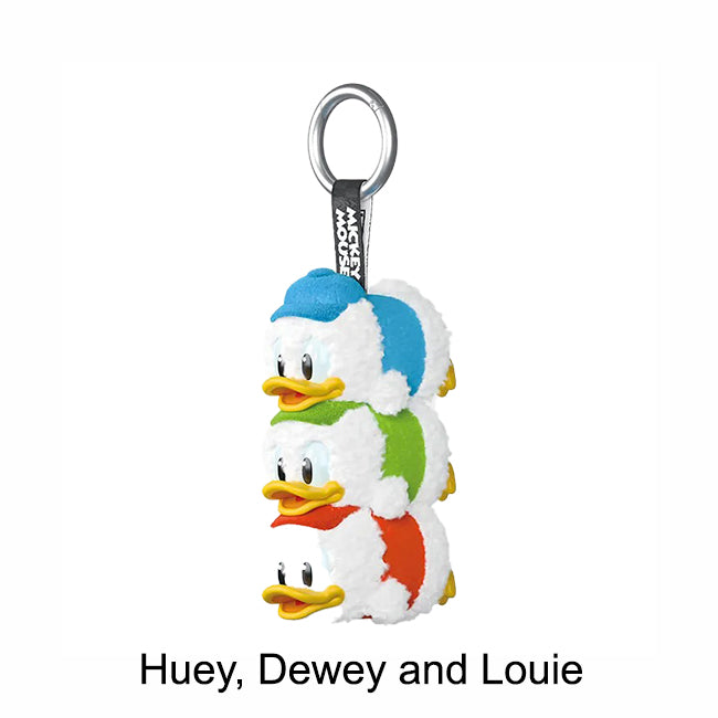 Plush keychain of Huey, Dewey, and Louie from Disney on a white background