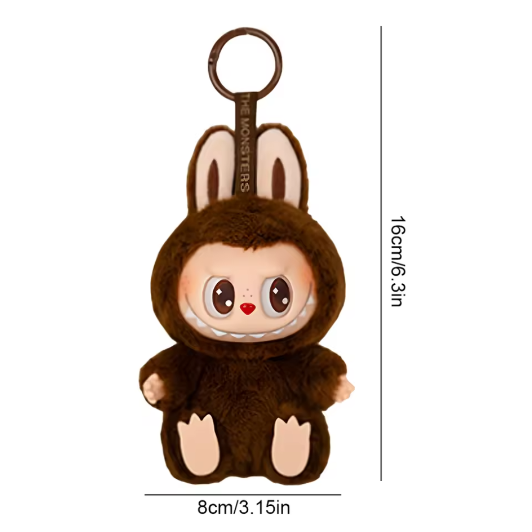 Monster Labubu Plush Keychain Anime Vinyl Face Pendant Doll-Brown