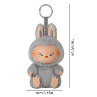 Monster Labubu Plush Keychain Anime Vinyl Face Pendant Doll - Gray