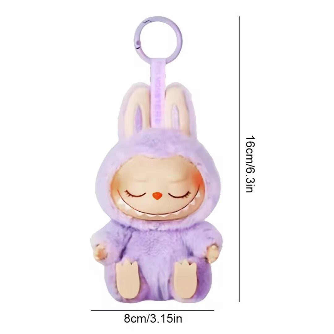 Monster Labubu Plush Keychain Anime Vinyl Face Pendant Doll - Pink