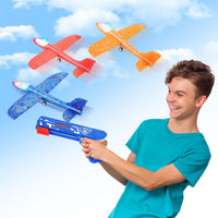 3 Pack 13.8" LED Light Foam Airplane Launcher Set