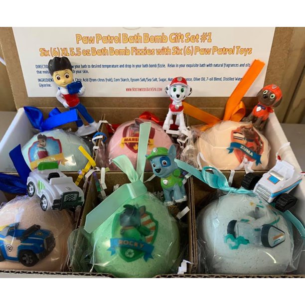 12-Pack Handmade XL Kids Bath Bombs with Surprise Paw Patrol Figures