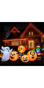 Halloween Inflatable Outdoor Decoration, Carriage, Built-in LED, Halloween Courtyard Toy, 10 Foot